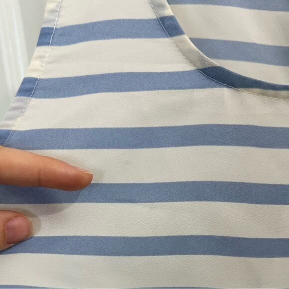 J. Crew Blue & White Striped Sleeveless Blouse 0 XS Coastal - Picture 4 of 8